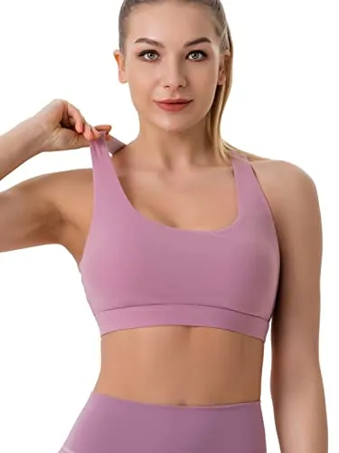 RUNNING GIRL Sports Bra for Women,High Impact Large Bust Padded Sports Bra Fitness Workout Running Yoga Tank Tops (Purple, M)