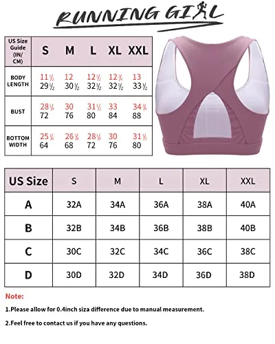 RUNNING GIRL Sports Bra for Women,High Impact Large Bust Padded Sports Bra Fitness Workout Running Yoga Tank Tops (Purple, M)