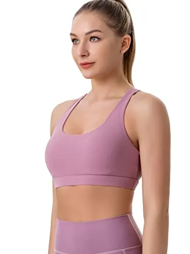 RUNNING GIRL Sports Bra for Women,High Impact Large Bust Padded Sports Bra Fitness Workout Running Yoga Tank Tops (Purple, M)