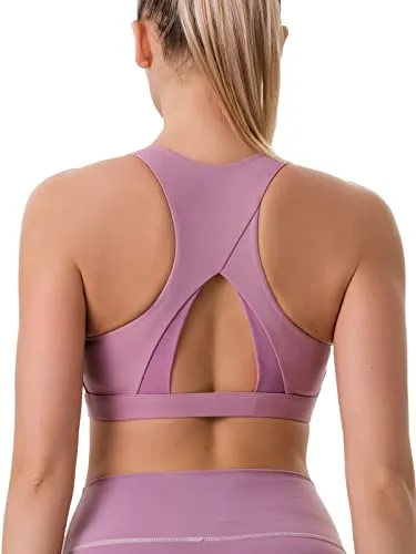 RUNNING GIRL Sports Bra for Women,High Impact Large Bust Padded Sports Bra Fitness Workout Running Yoga Tank Tops (Purple, M)