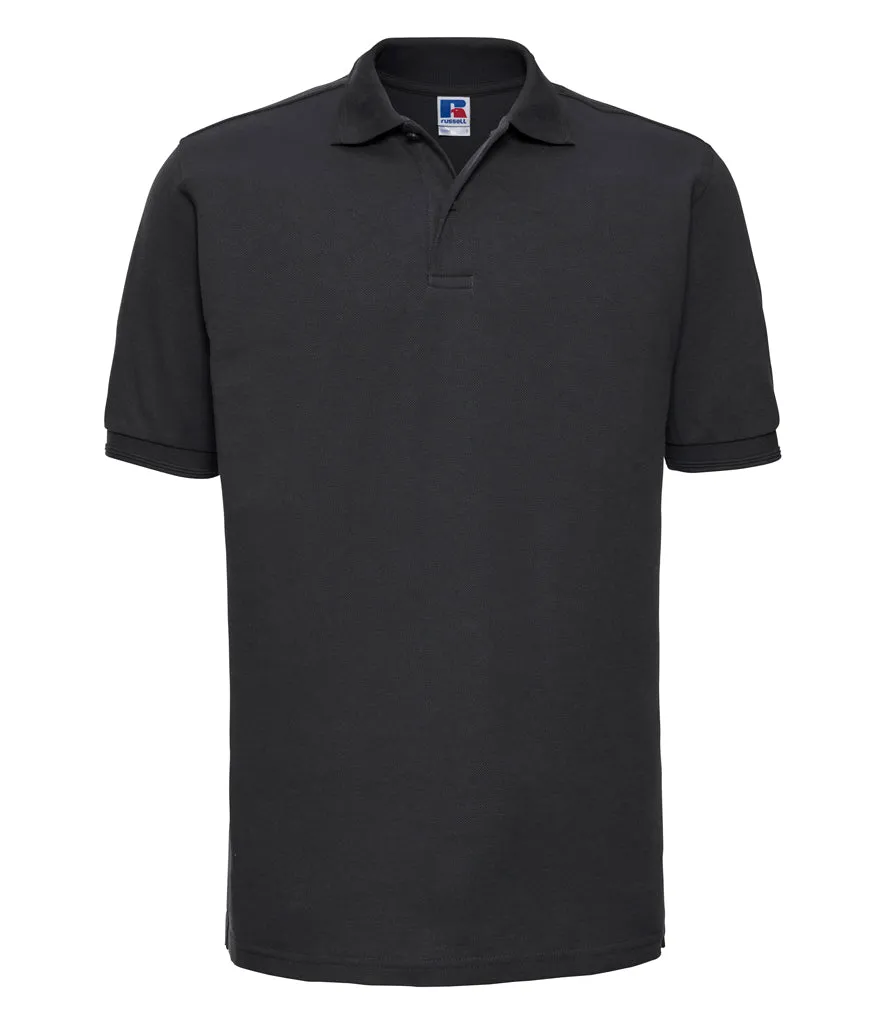 Russell Hardwearing Poly/Cotton Piqué Polo Shirt - Black, White, Grey & Blue