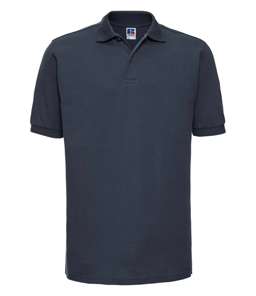 Russell Hardwearing Poly/Cotton Piqué Polo Shirt - Black, White, Grey & Blue