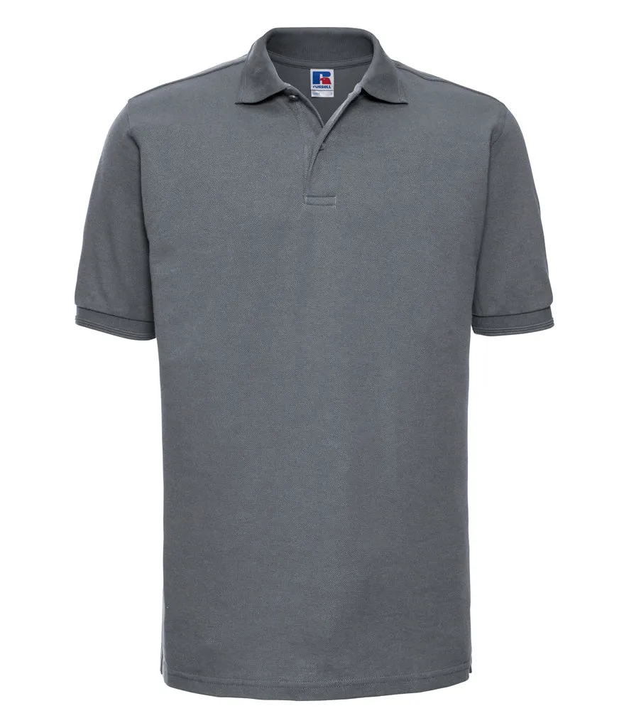 Russell Hardwearing Poly/Cotton Piqué Polo Shirt - Black, White, Grey & Blue