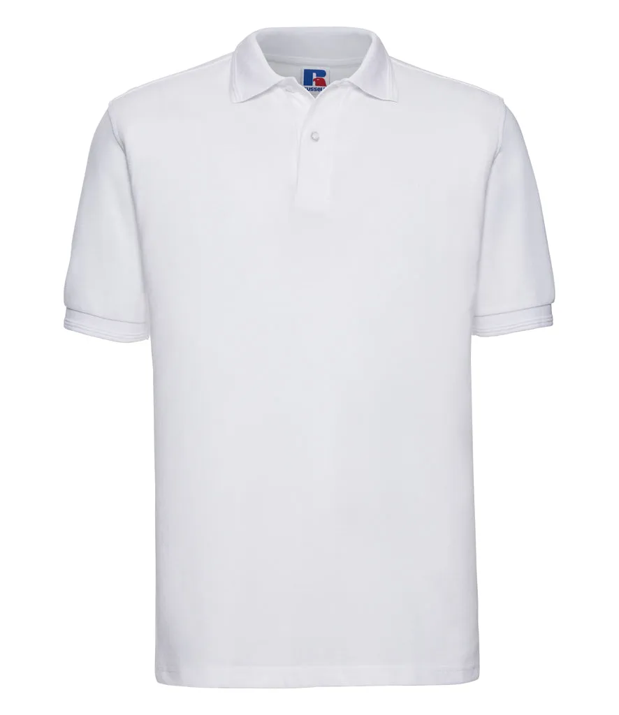 Russell Hardwearing Poly/Cotton Piqué Polo Shirt - Black, White, Grey & Blue