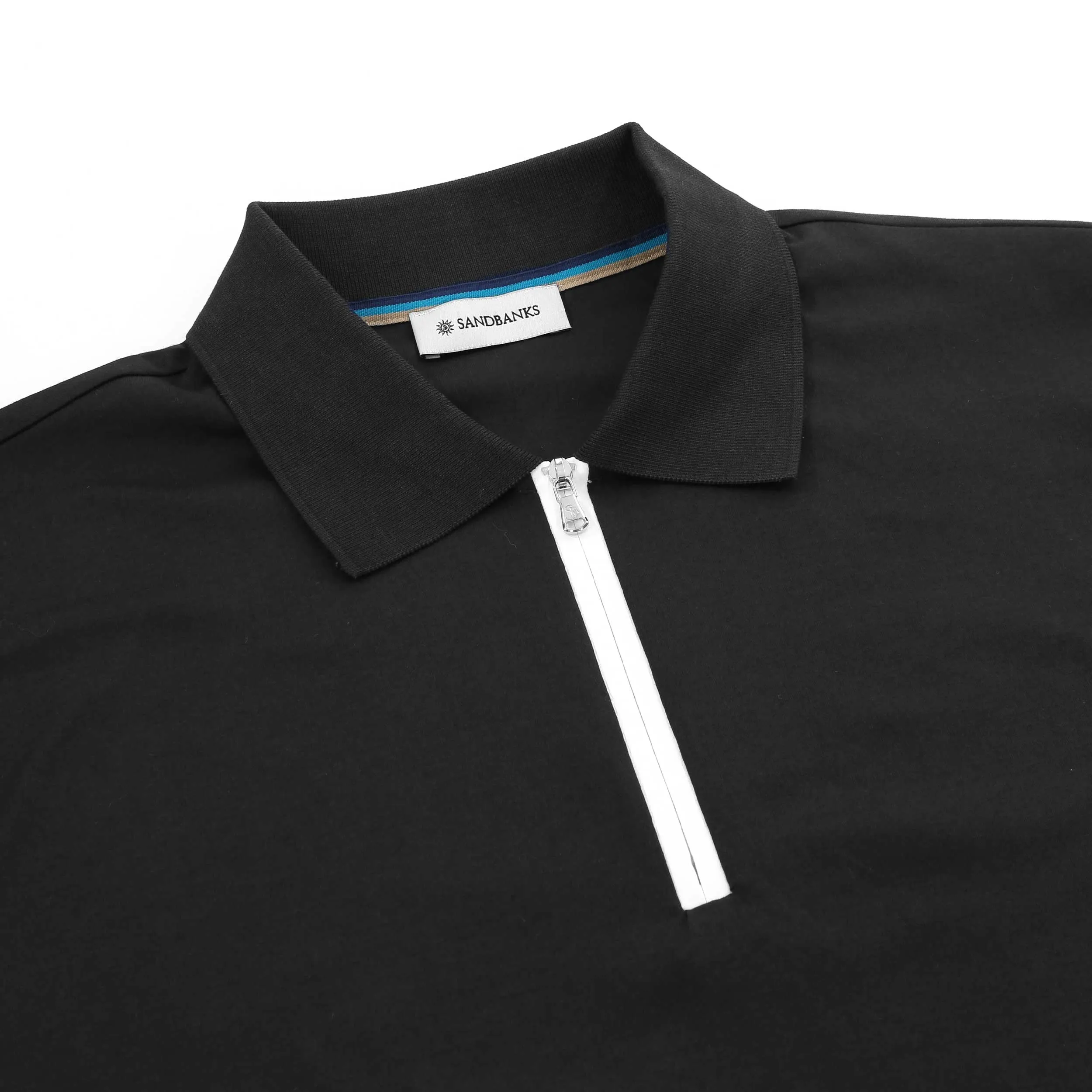 Sandbanks Silicone Zip Polo Shirt in Black