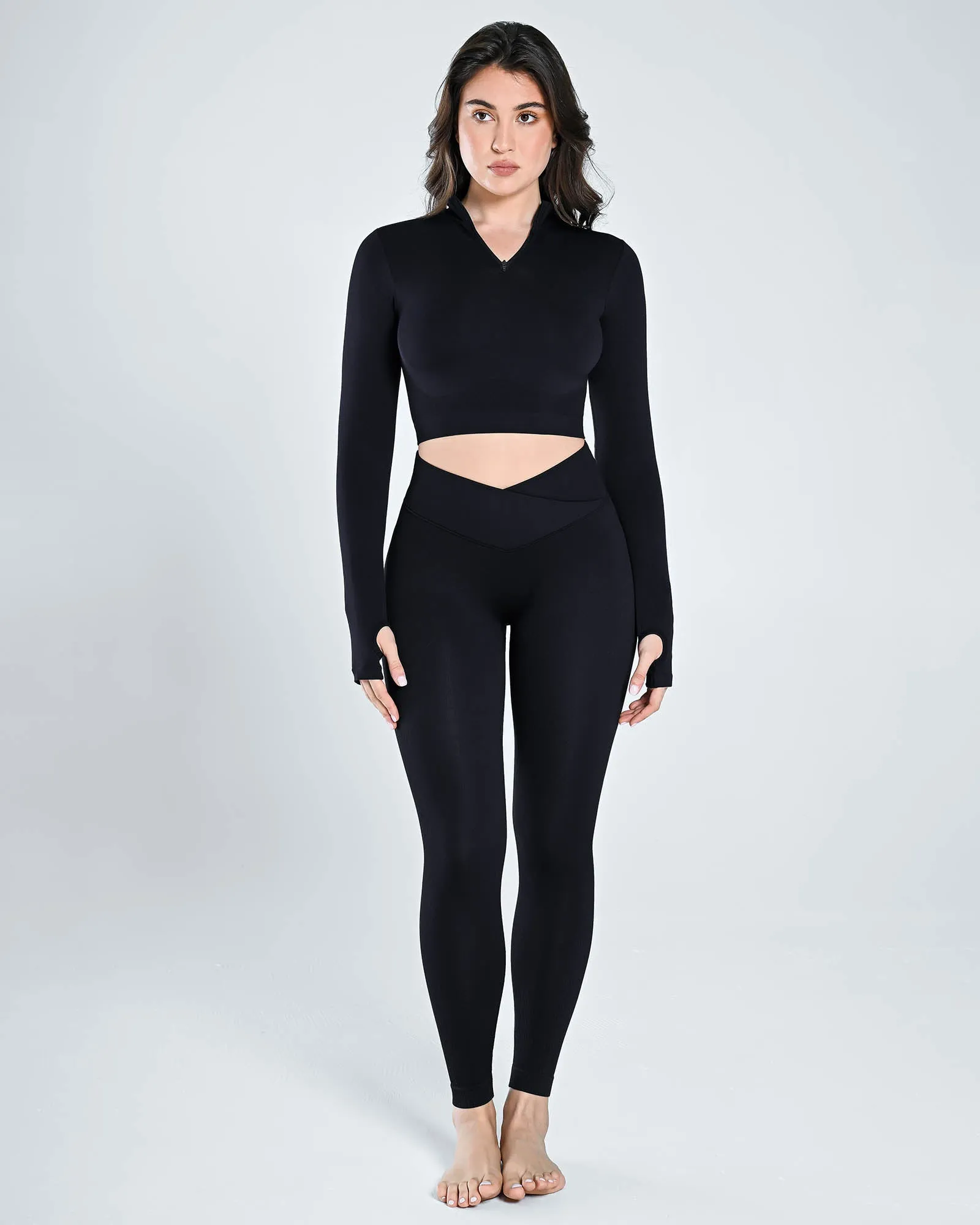 Seamless Half Zip Long Sleeve Top