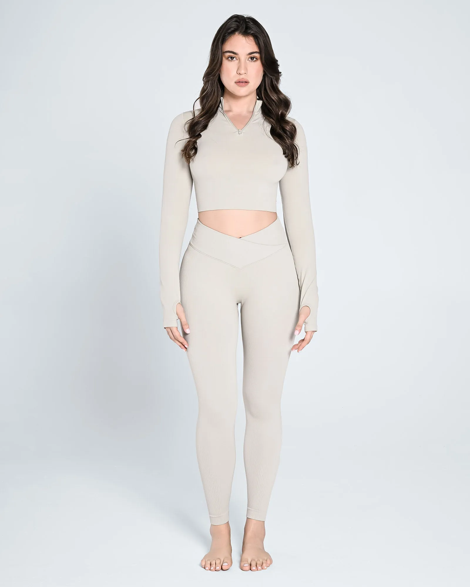 Seamless Half Zip Long Sleeve Top