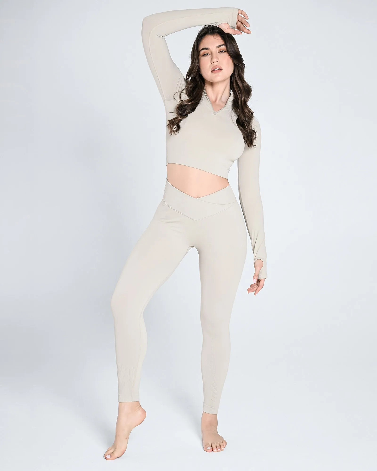 Seamless Half Zip Long Sleeve Top