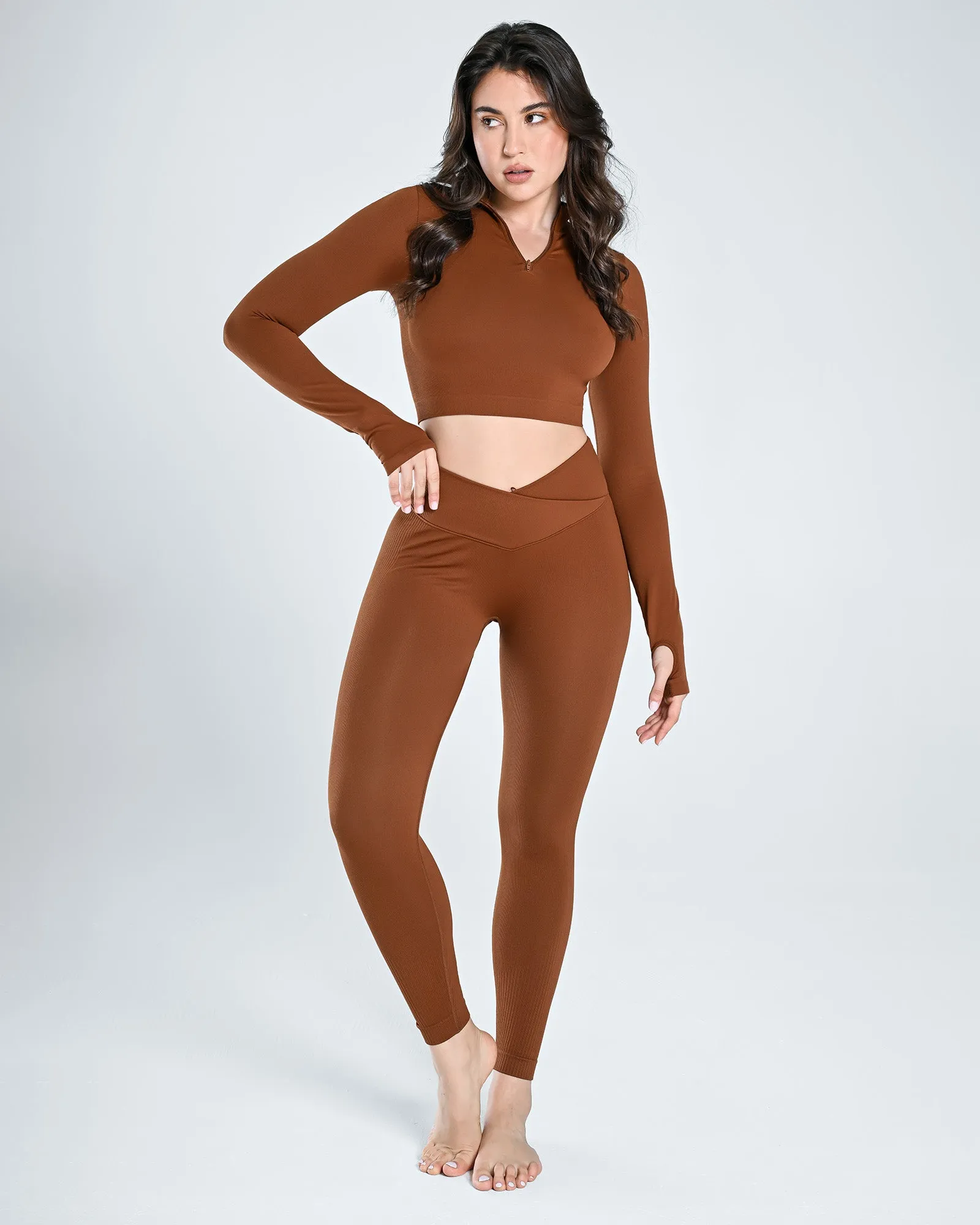 Seamless Half Zip Long Sleeve Top