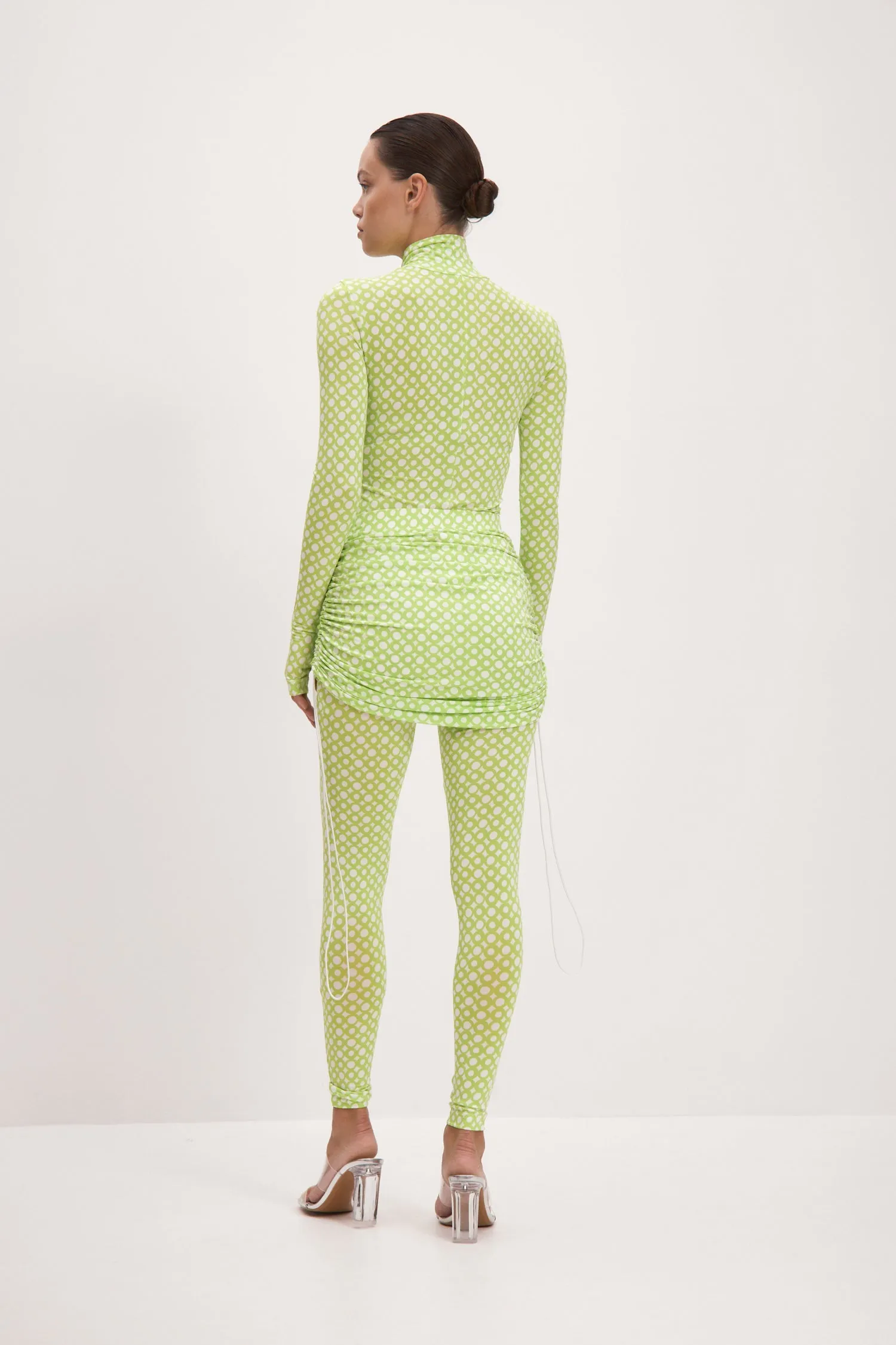 Set Lime Long Sleeve Turtleneck Full Bodysuit & Lime Teeny-Tiny Skirt