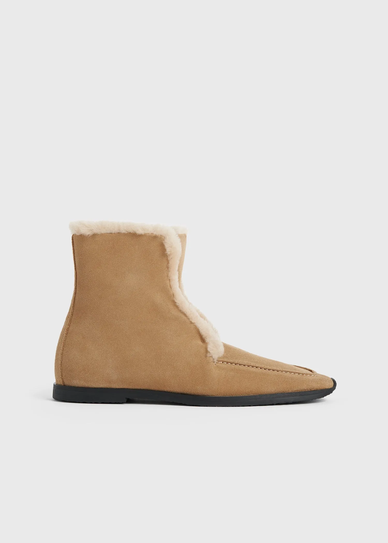 Shearling-edge winter boots caramel/ecru