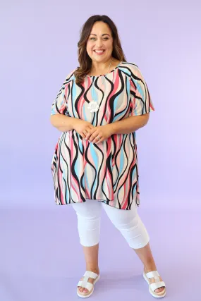 Sheila Tunic in Pink Wavy Print