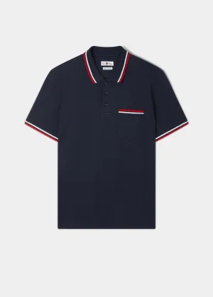 Shoreham Polo Shirt with Tipped Trim In Navy