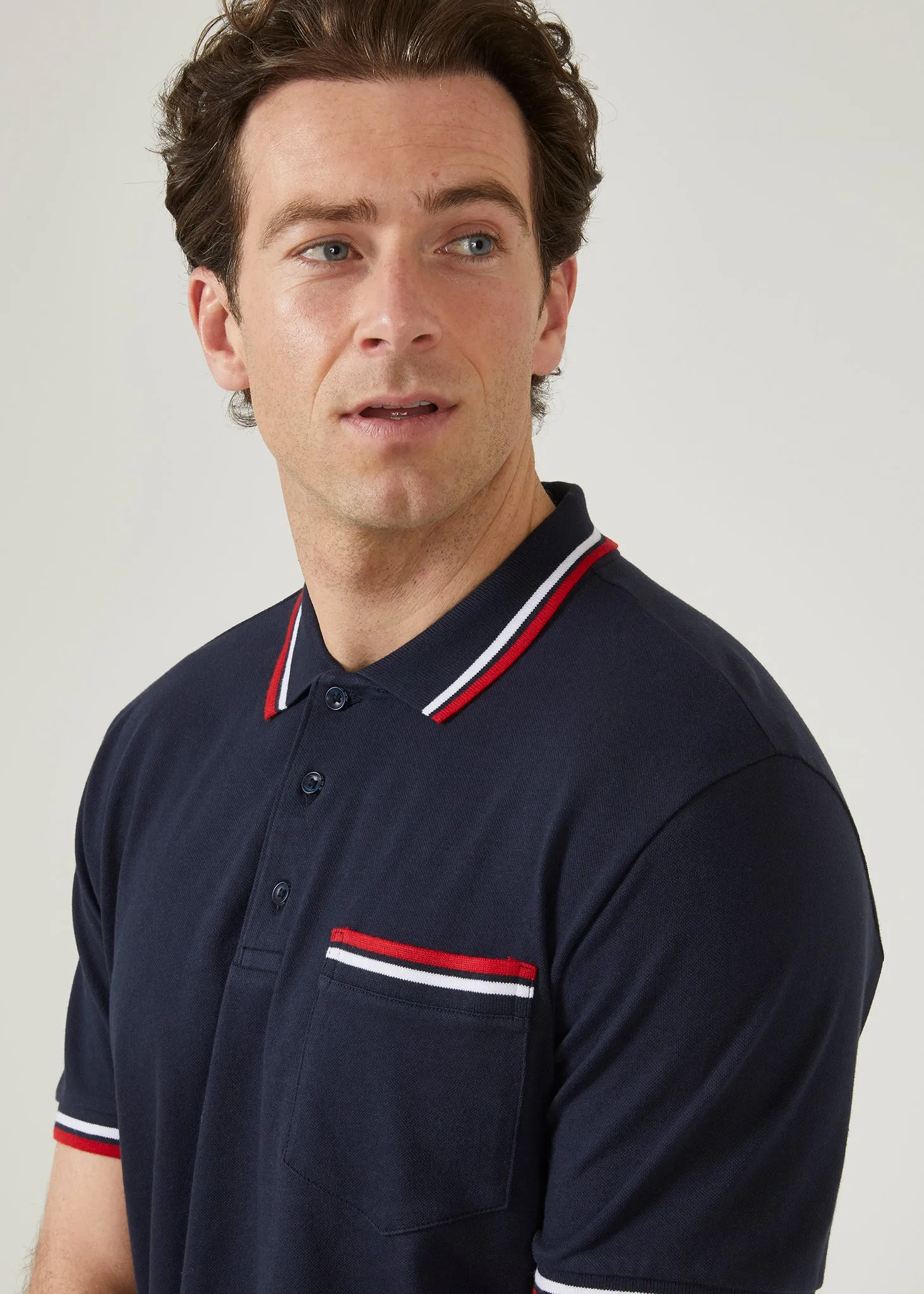 Shoreham Polo Shirt with Tipped Trim In Navy