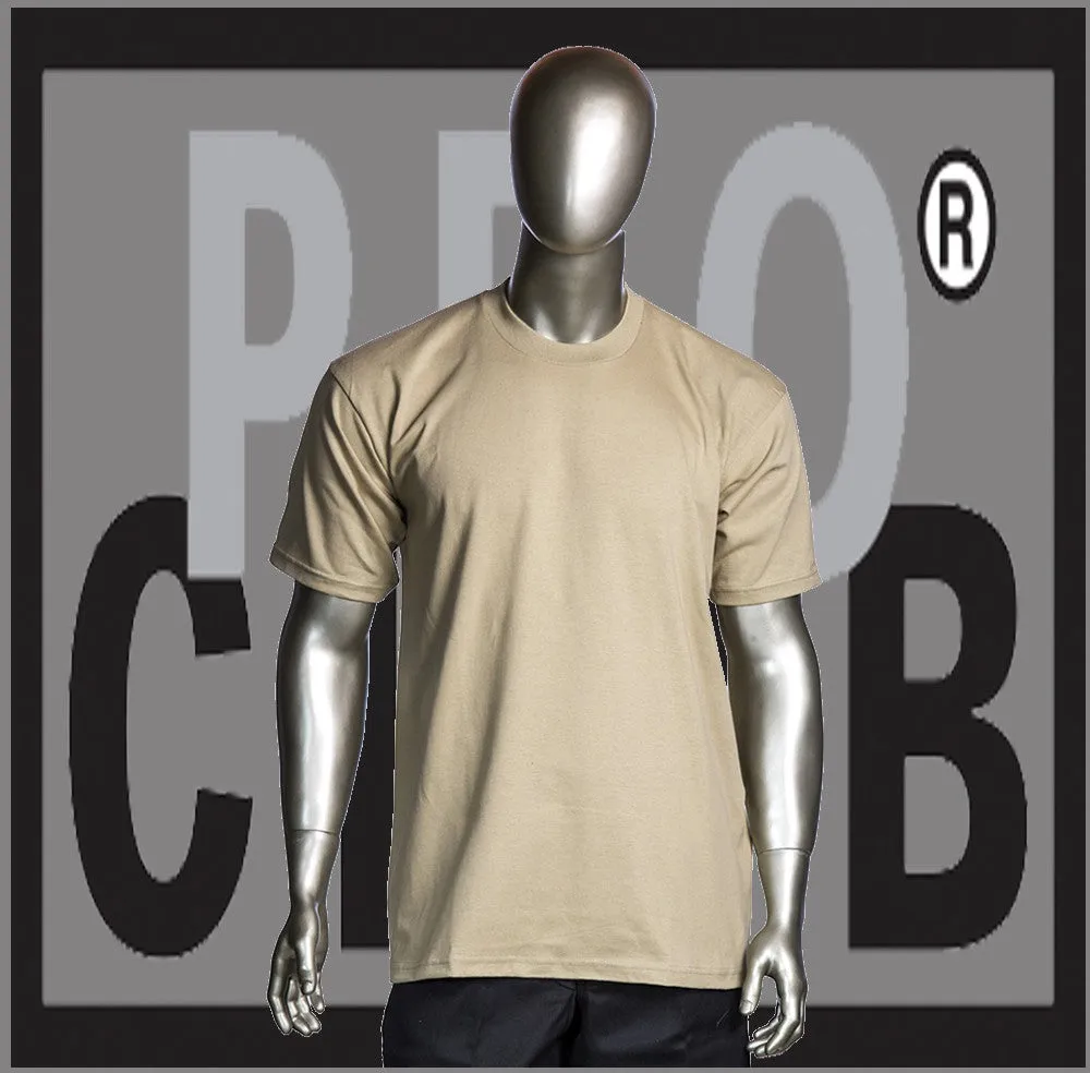 Short Sleeve Crew Neck Pro Club Comfort Khaki T Shirt