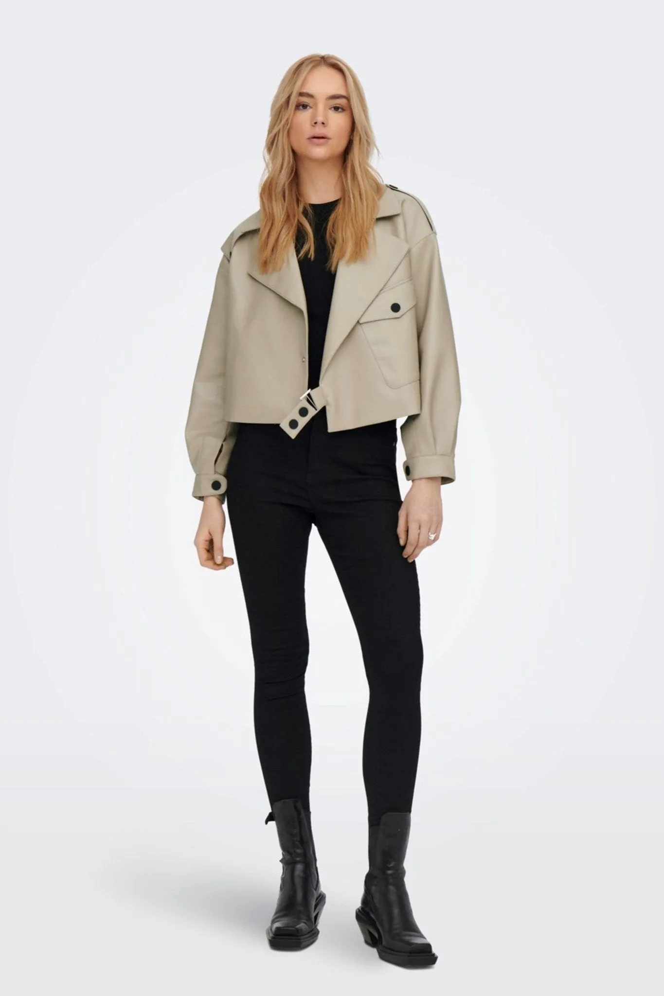 Smokey Faux Leather Jacket - Crockery