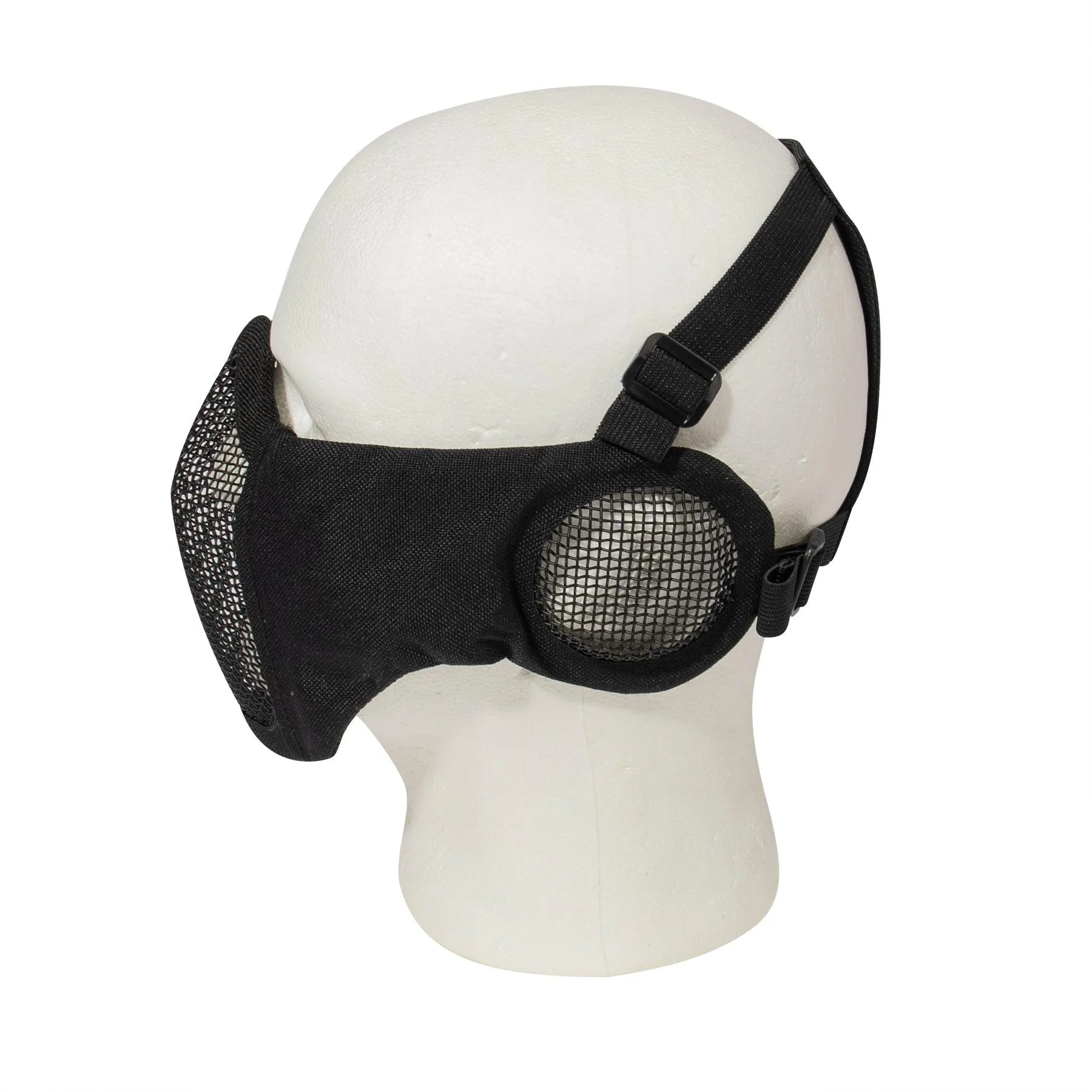 Steel Half Face Mask With Ear Guard - Black