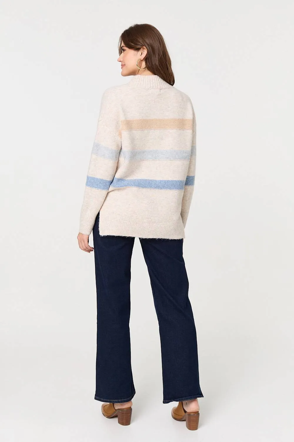 Striped High Neck Boxy Jumper