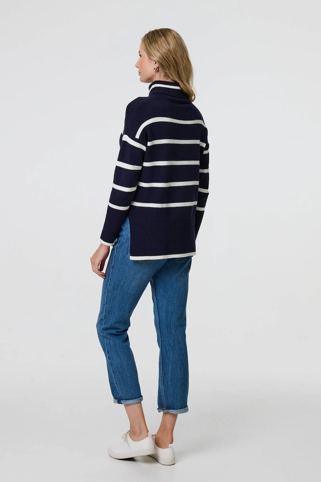 Striped Roll Neck Relaxed Jumper