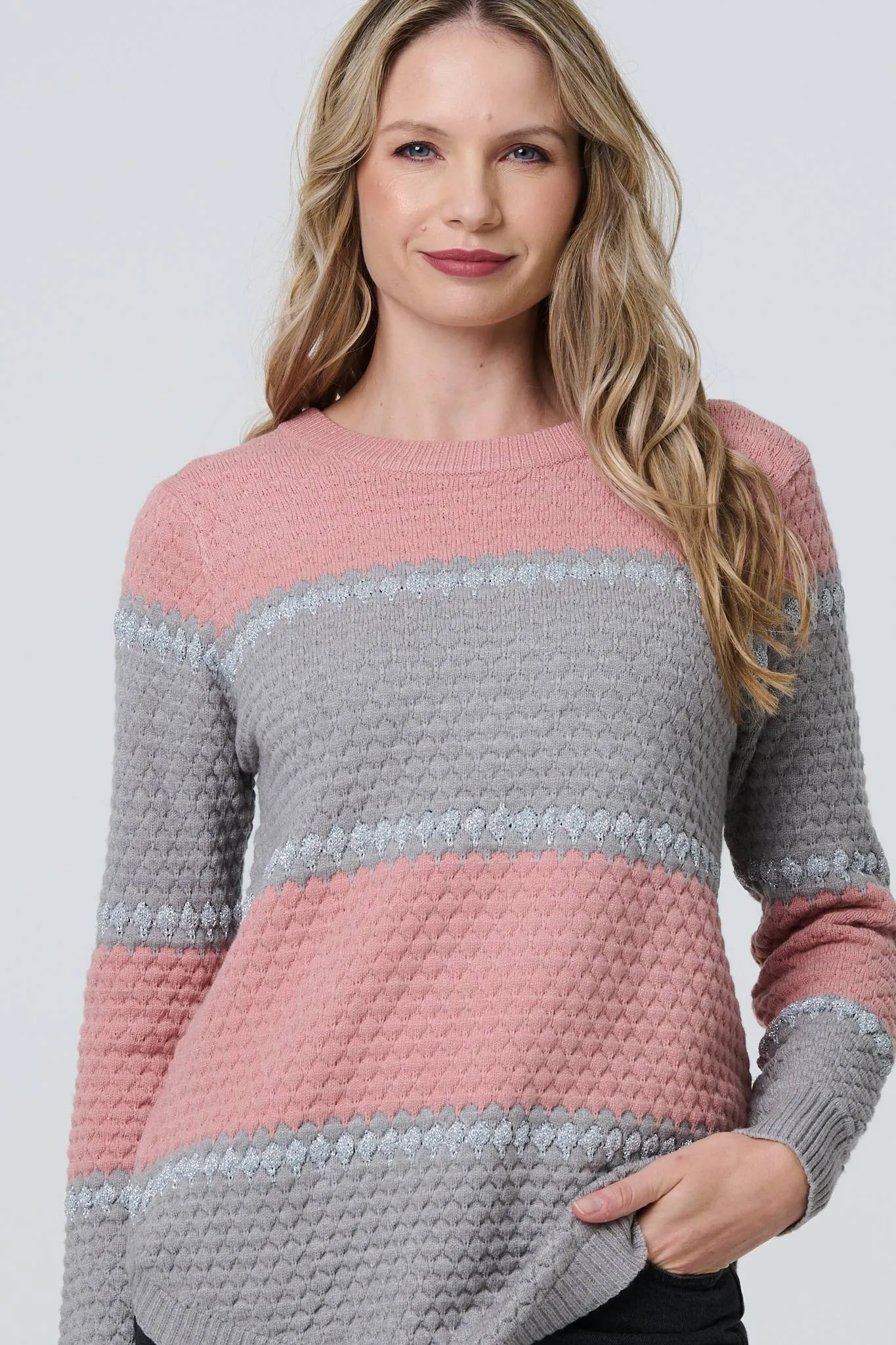 Striped Texture Slim Jumper