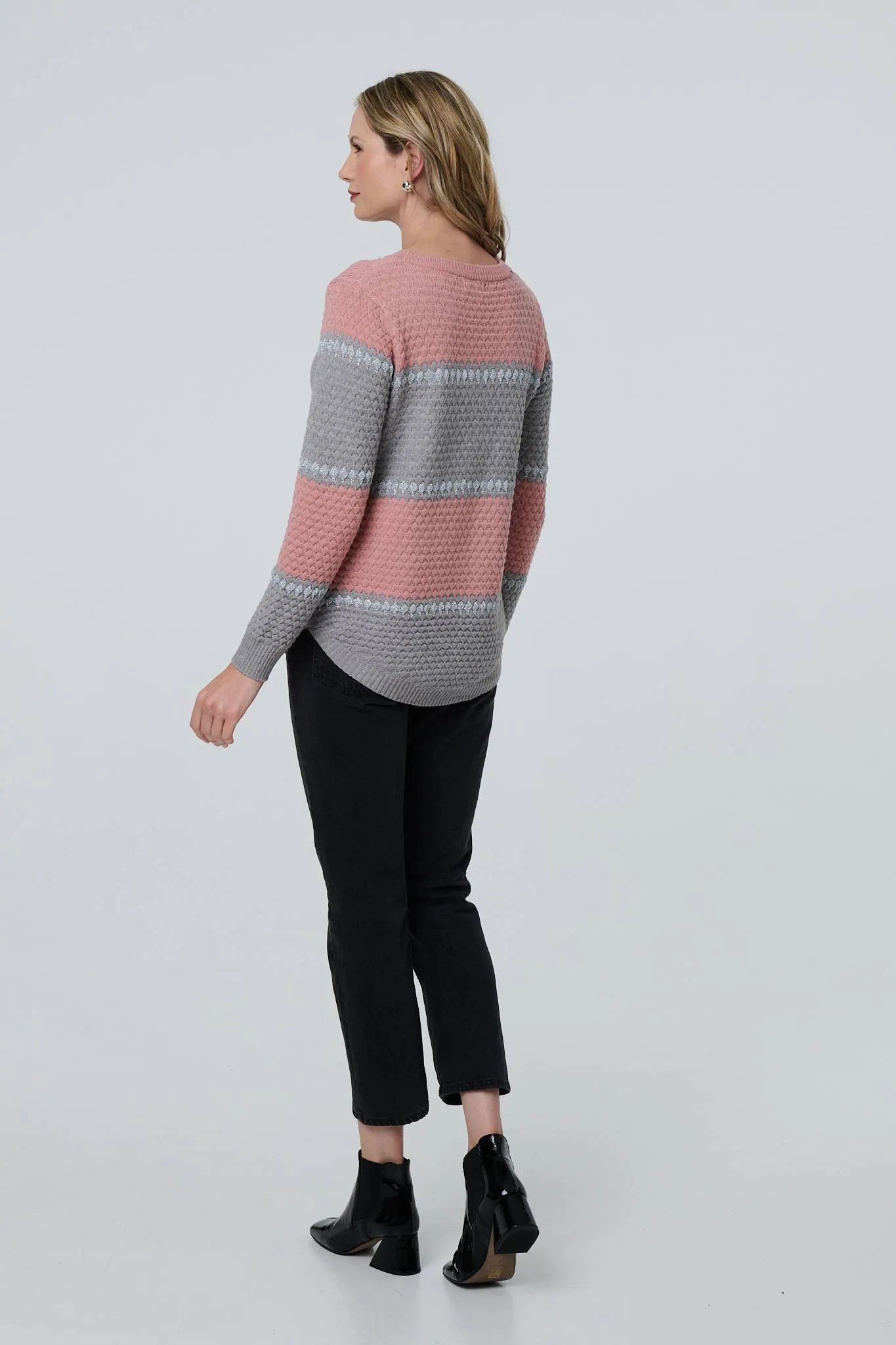 Striped Texture Slim Jumper