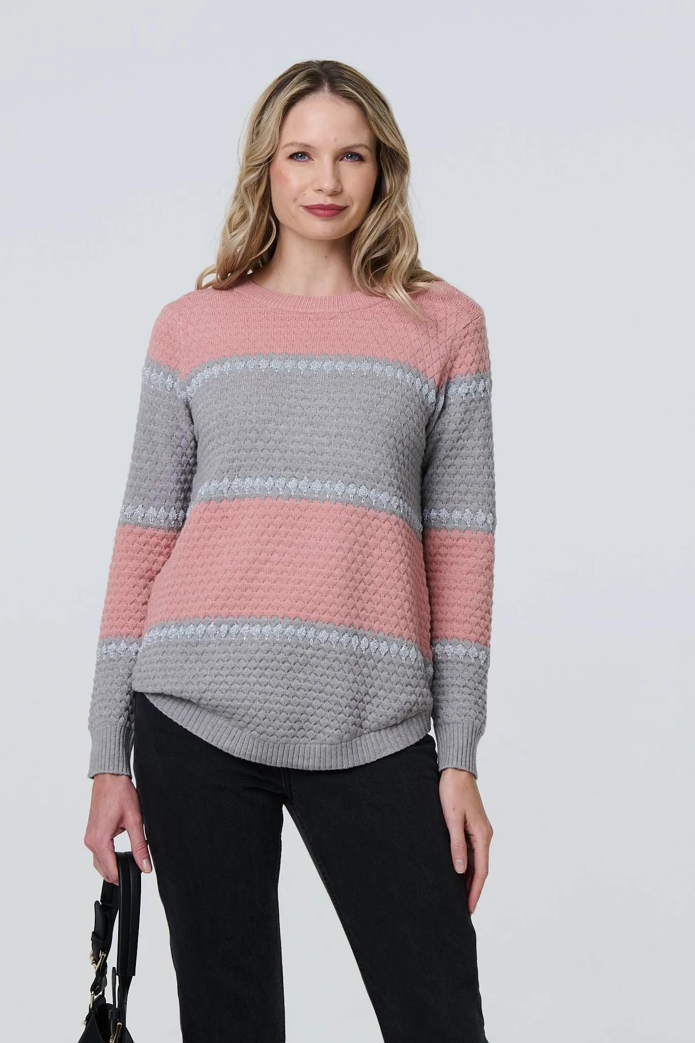 Striped Texture Slim Jumper