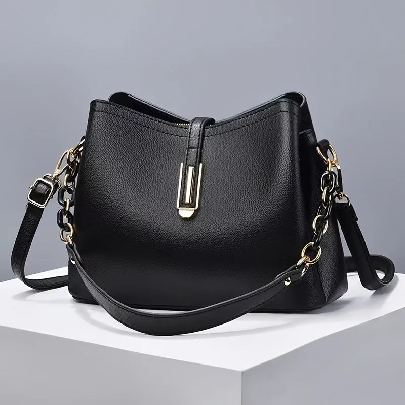 Stylish Chic Crossbody Bag - Women's Elegant Single Shoulder Bag with Chain Strap Design - Fashionable Casual Accessory for Everyday Use