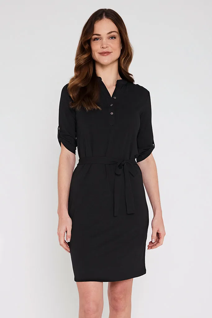 Tab Sleeve Dress- Black