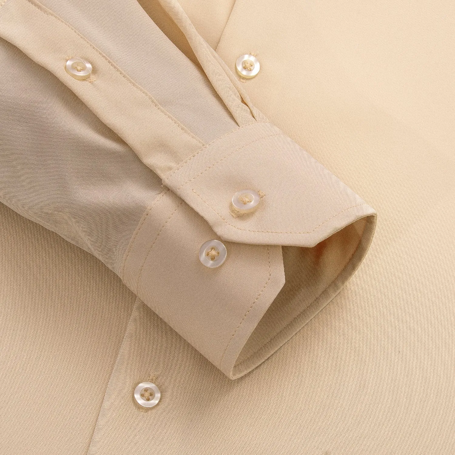 Tan Men's Formal Silk Solid Long Sleeve Shirt