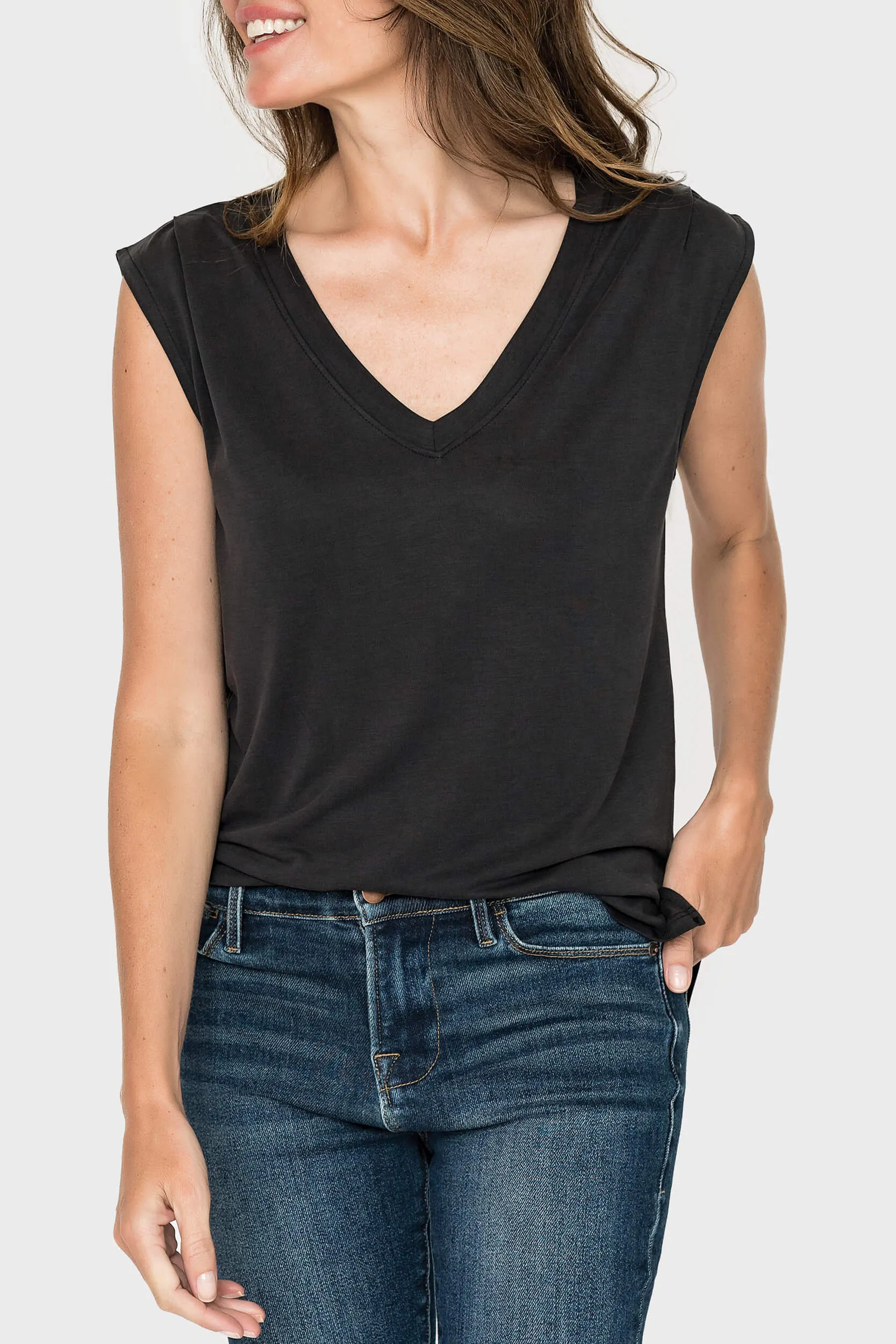 The Favorite Luxe Essentials V-Neck Tee