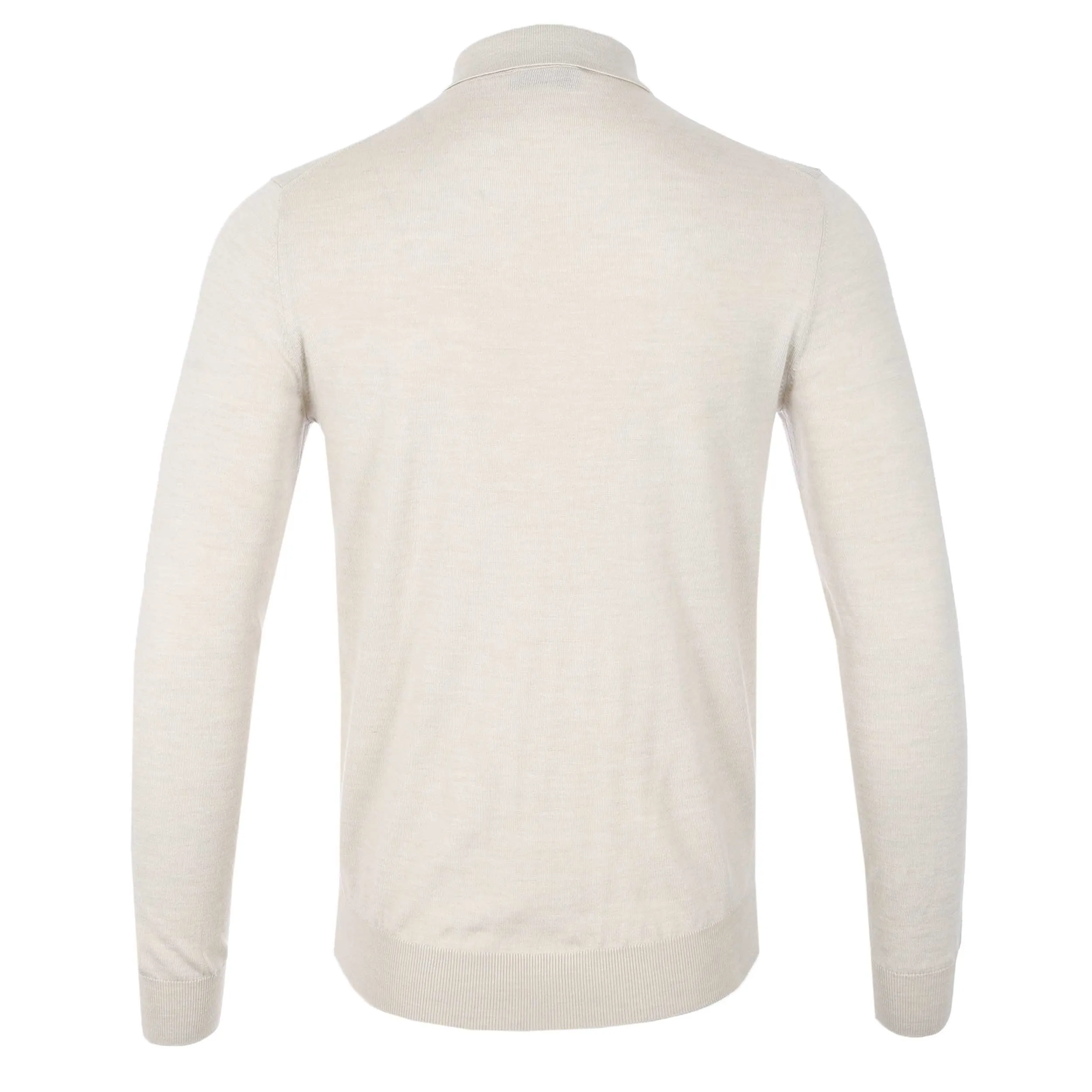 Thomas Maine 3 Button Merino Knit Polo Shirt in Cream