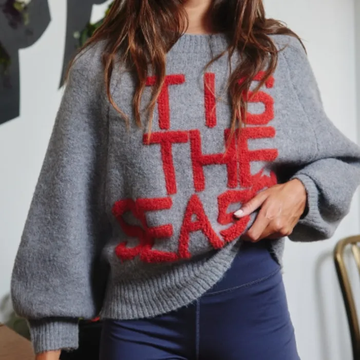 Tis the Season Charcoal Lettering Sweatshirt