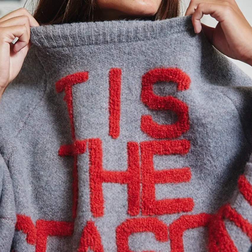 Tis the Season Charcoal Lettering Sweatshirt