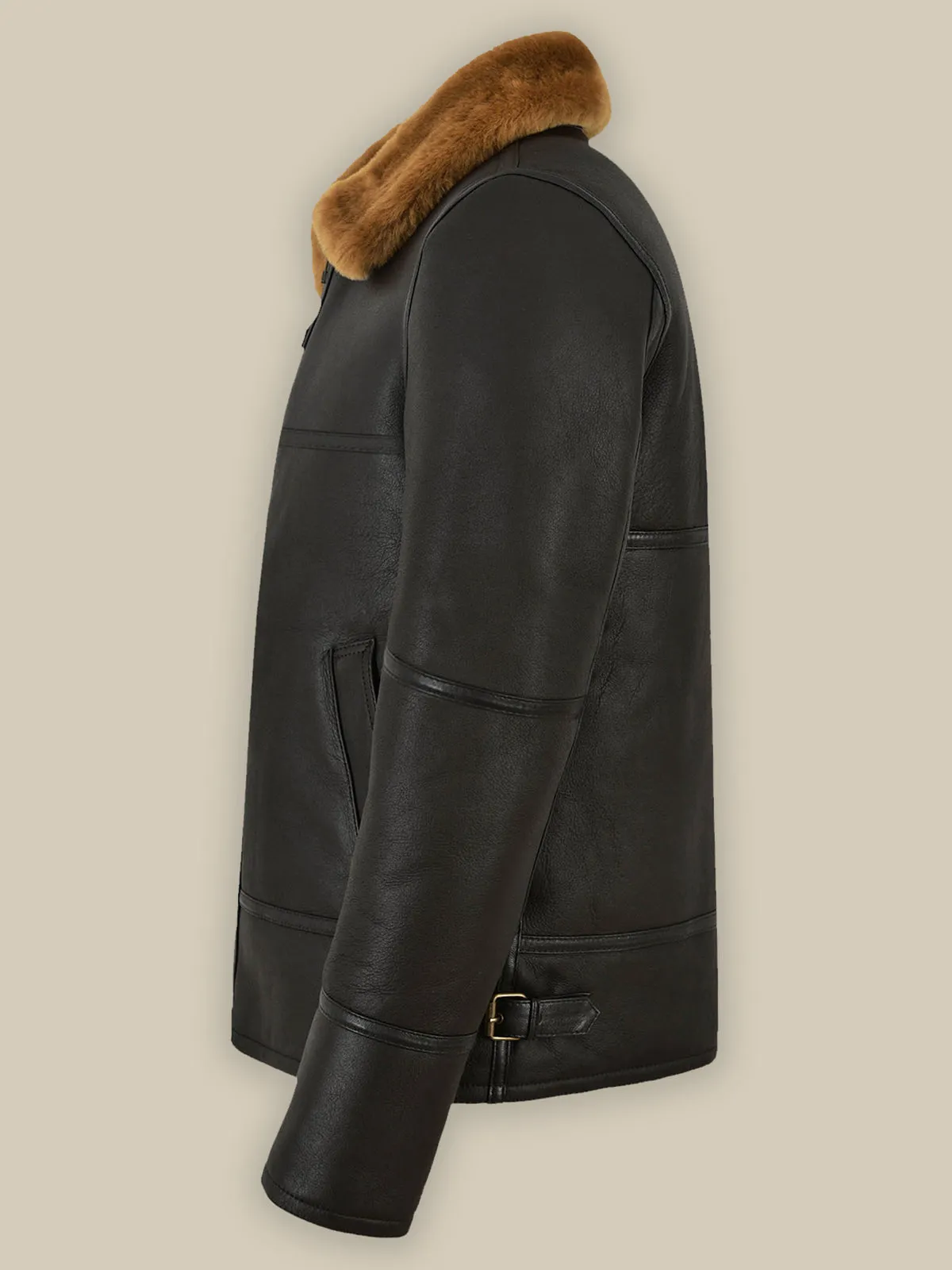 Traditional Black Shearling Jacket for Men