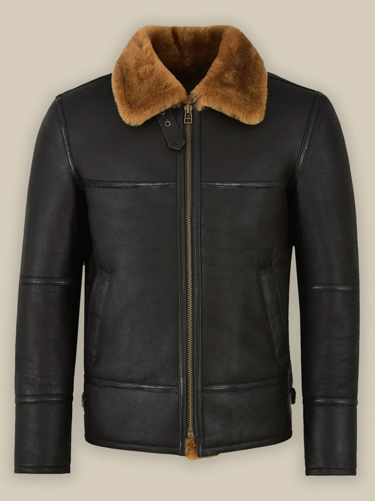 Traditional Black Shearling Jacket for Men