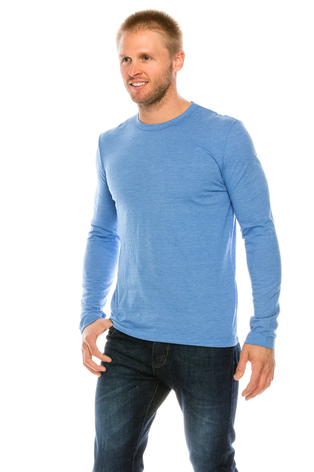 Tri-Blend Long Sleeve Crew Neck T-Shirt & Binded Neckline