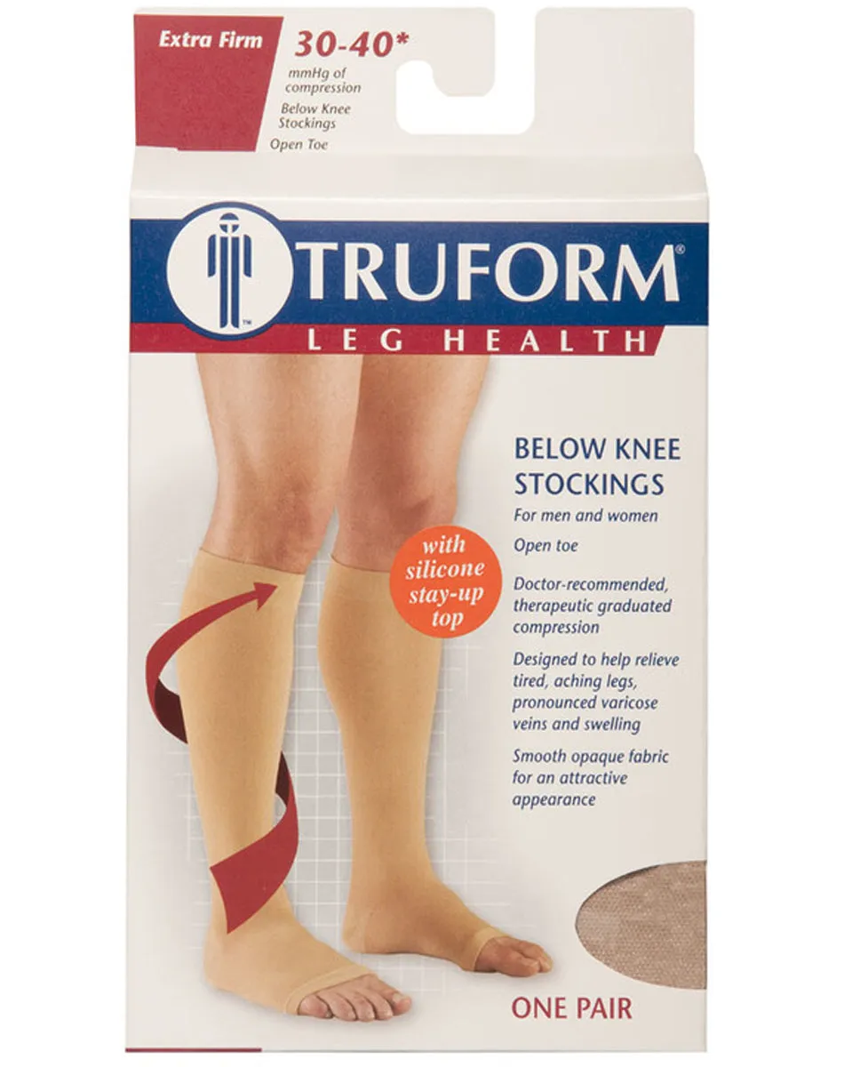 TRUFORM Classic Medical OPEN TOE Knee High Support Stockings 30-40 mmHg