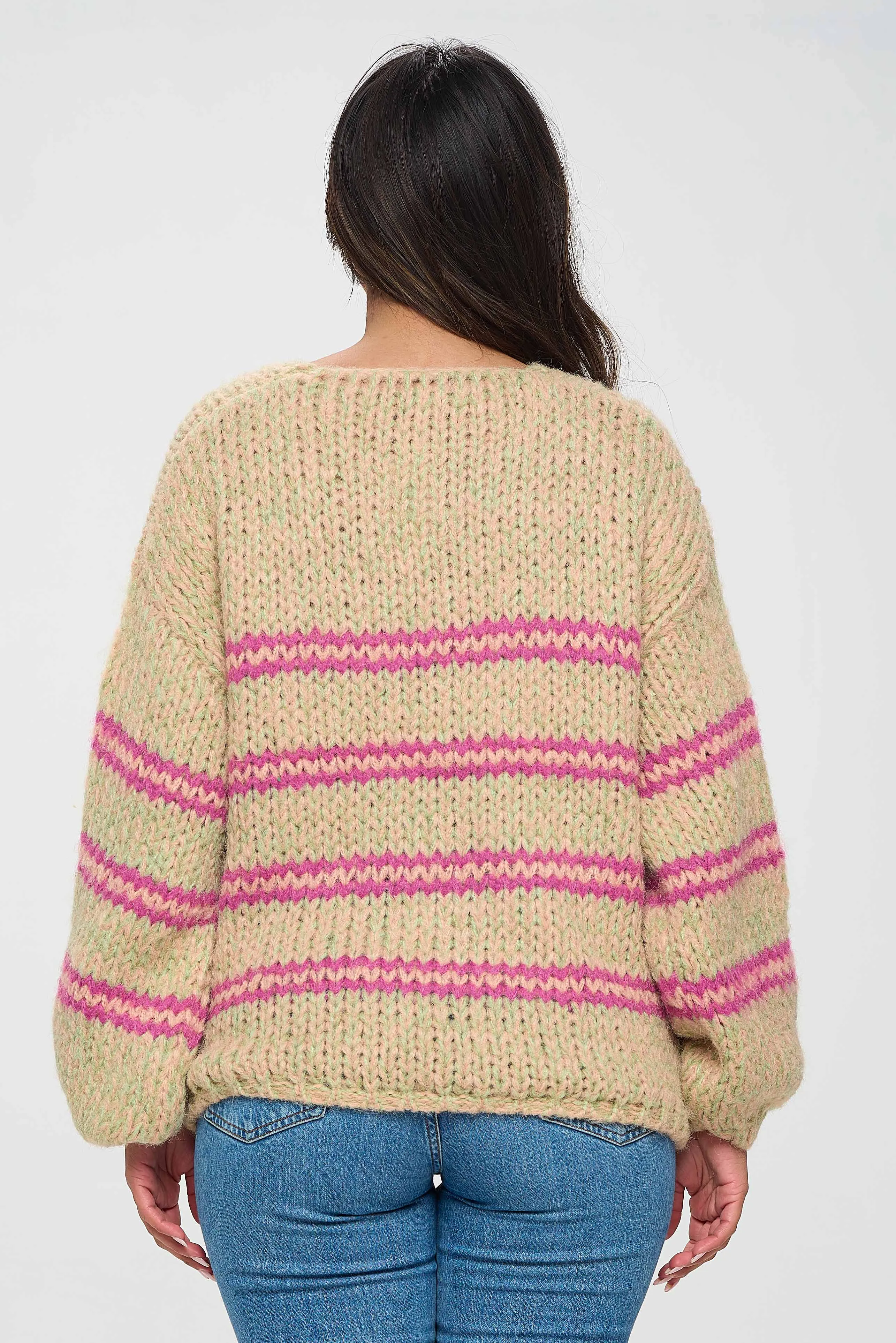 Two-Tone Pink Striped Sweater