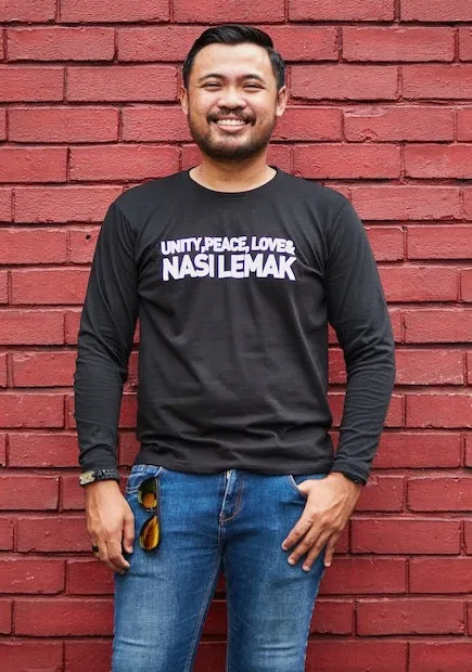 #Unity Tee - Unity, Peace, Love & Nasi Lemak - Long Sleeve TShirt - Unisex - Black