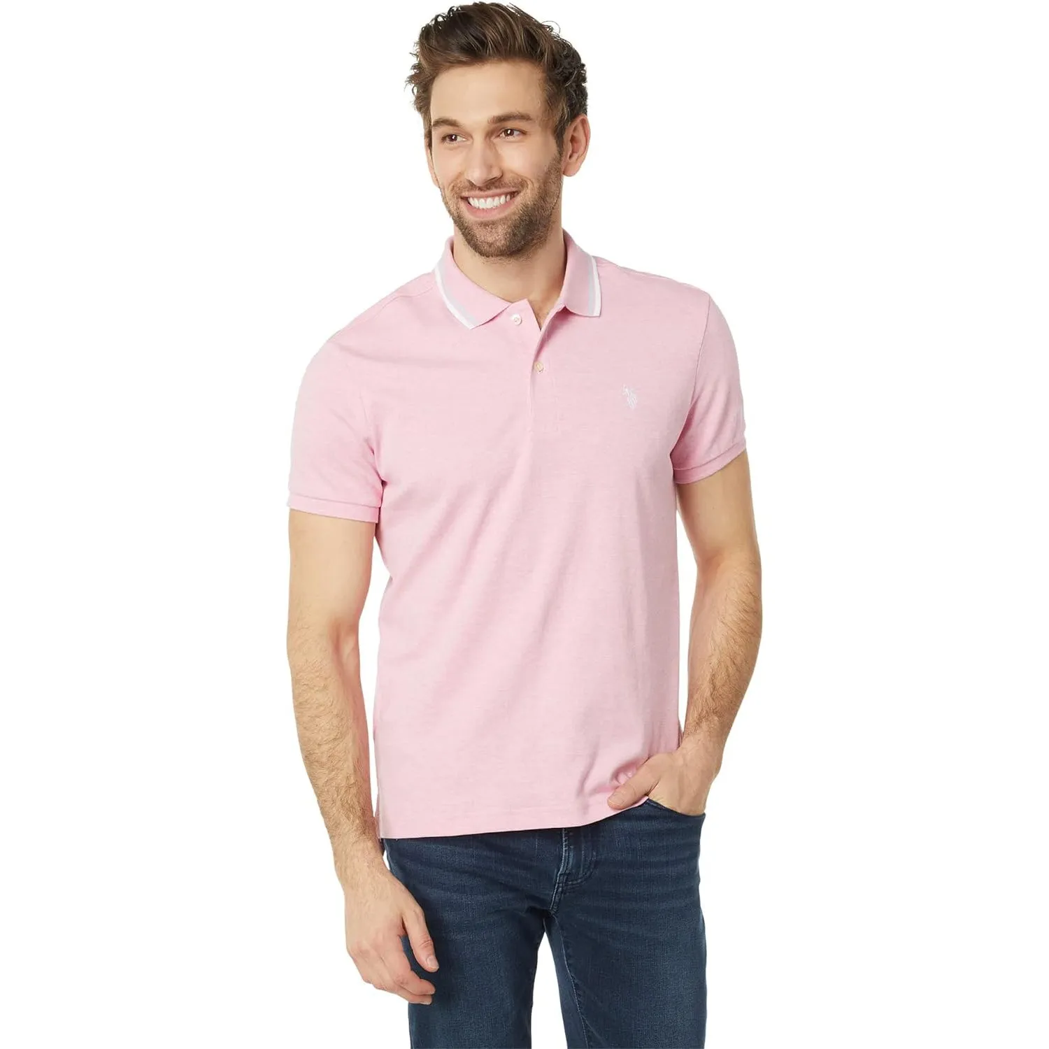 U.S. Polo Assn. Slim Fit Tipped Interlock Knit Polo