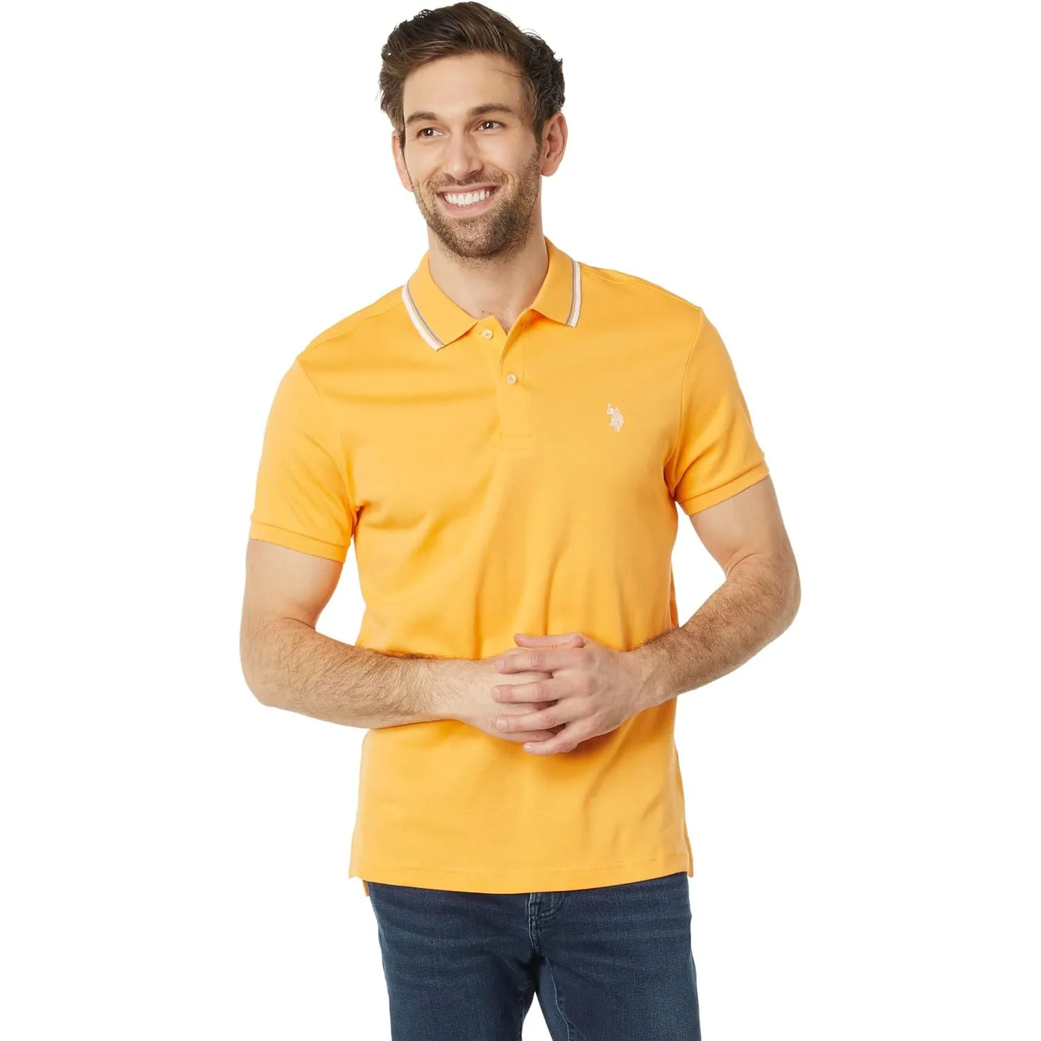 U.S. Polo Assn. Slim Fit Tipped Interlock Knit Polo