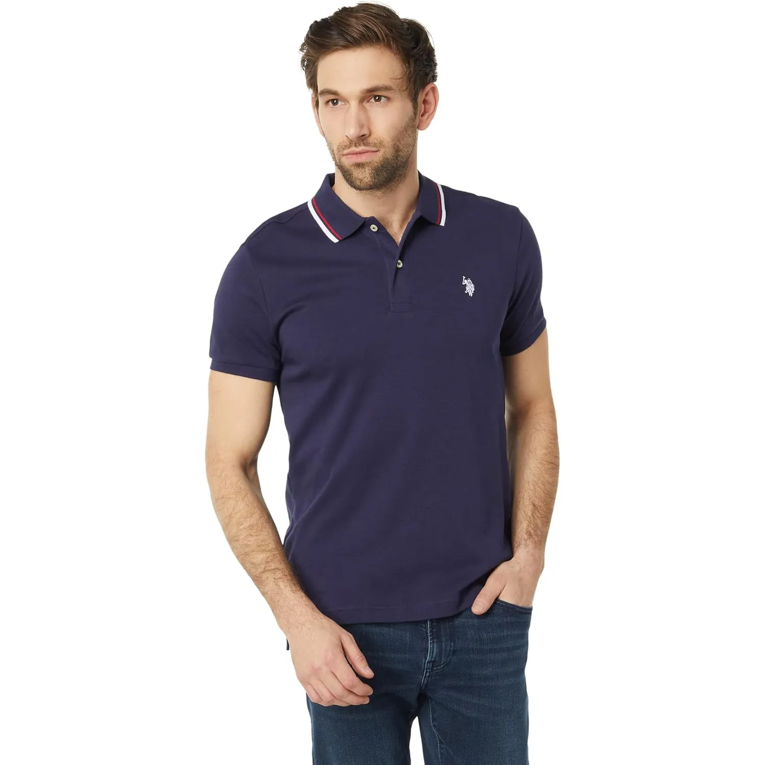 U.S. Polo Assn. Slim Fit Tipped Interlock Knit Polo