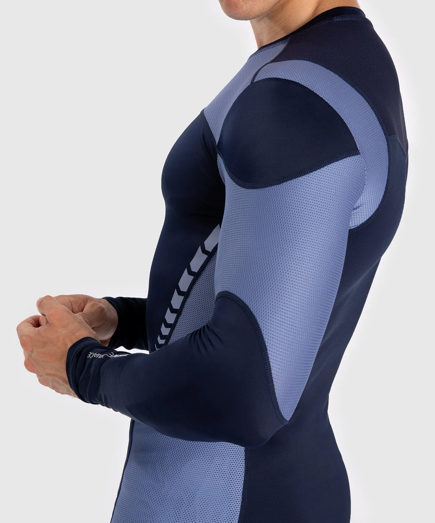 Venum Tempest Men's Long Sleeve Rashguard - Navy Blue/Blue