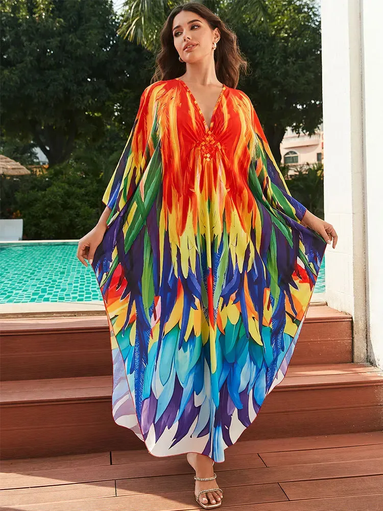 Vintage Butterfly Print Kaftan Robe