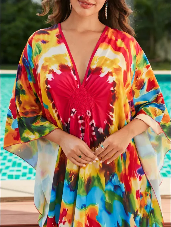 Vintage Butterfly Print Kaftan Robe