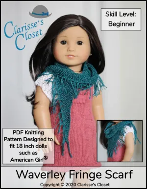 Waverley Fringe Scarf 18" Doll Clothes Knitting Pattern