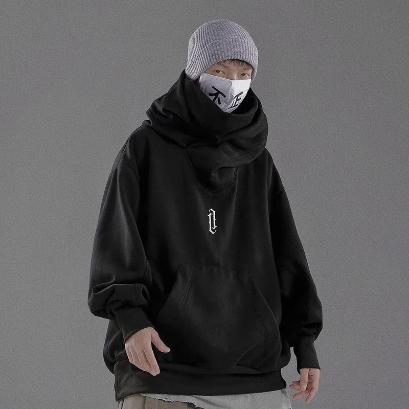 Wenkouban Back To School  Black Hoodie Hoodies Sweatshirt With Hood Baggy Harajuku Japanese Streetwear Hip Hop Autumn Turtleneck Men