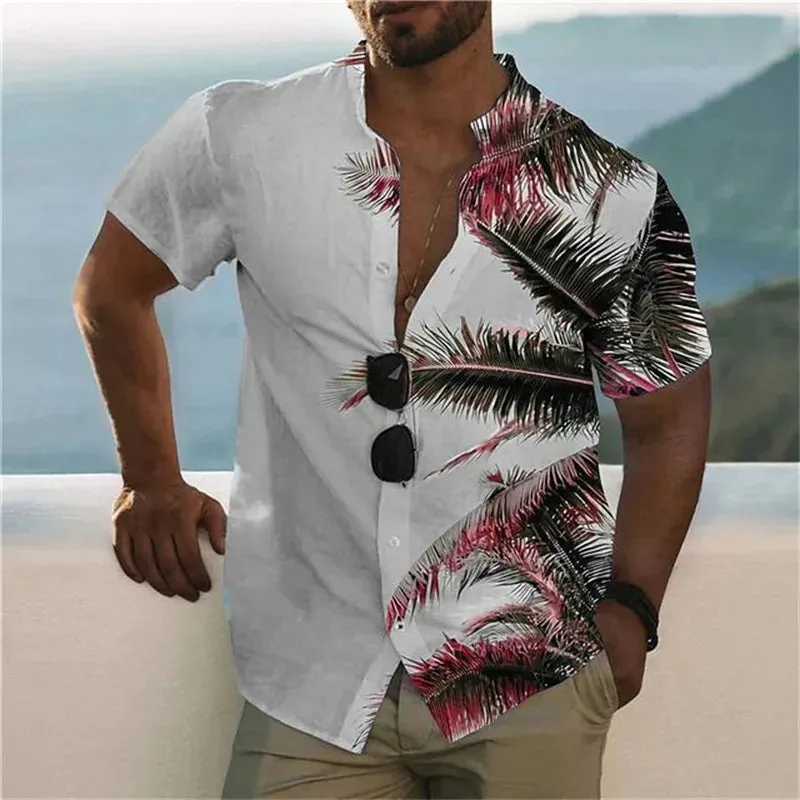 Wiaofellas  -  Plant Minimalist Summer Short Sleeved Polo Shirt Monotonous Breathable Polo Shirt Men's Clothing