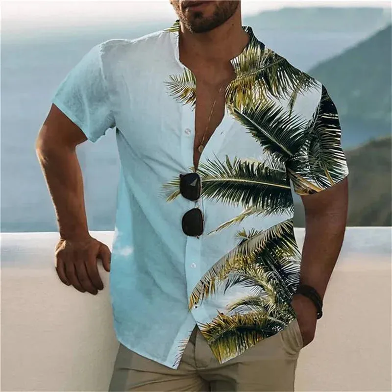 Wiaofellas  -  Plant Minimalist Summer Short Sleeved Polo Shirt Monotonous Breathable Polo Shirt Men's Clothing