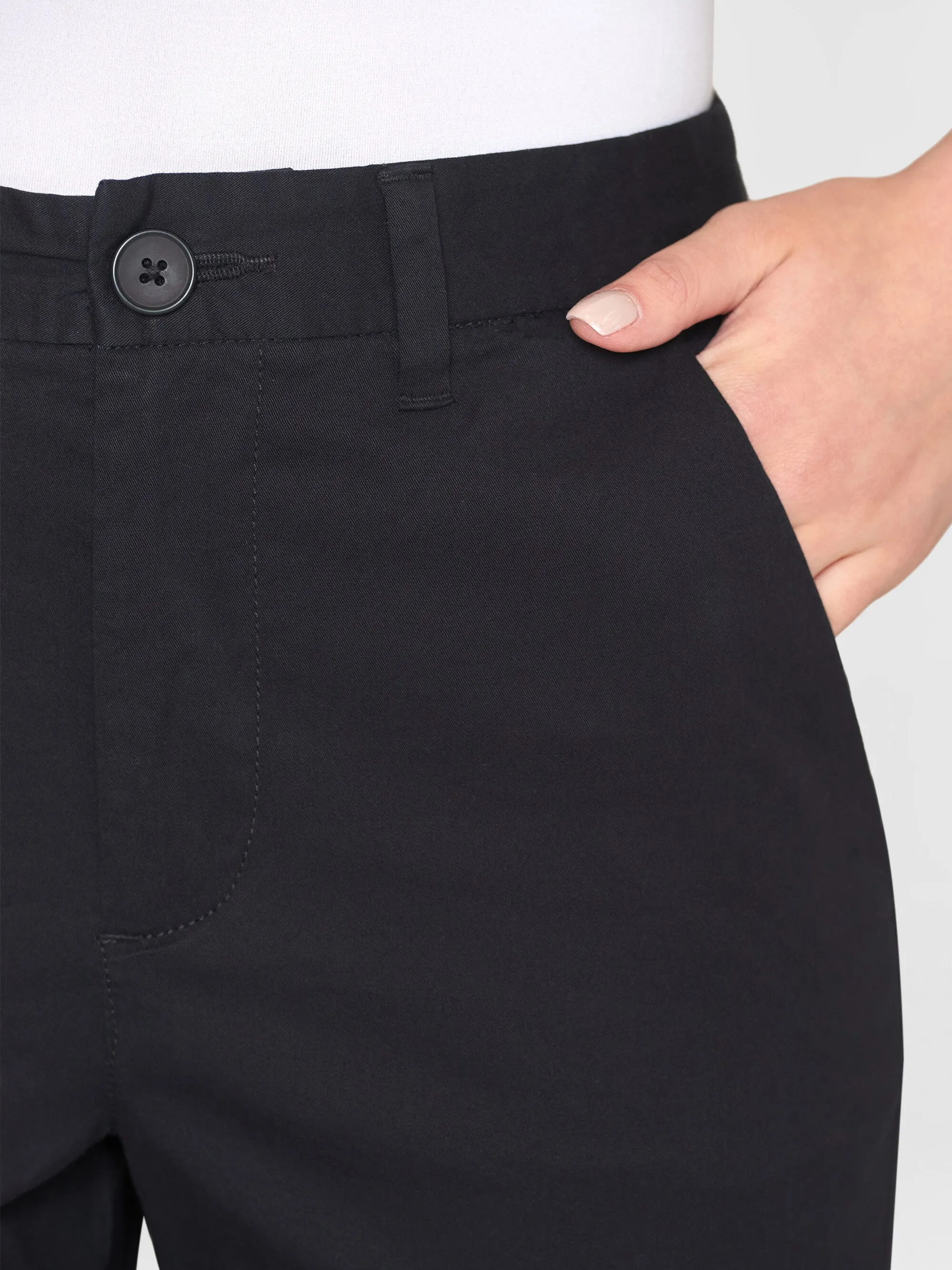 WILLOW regular cropped poplin chino - Black Jet